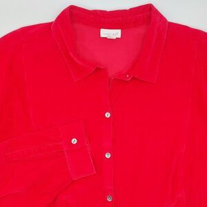 J Jill Corduroy Button Down Shirt Women's Size 4X Red Relaxed Fit Long Sleeve